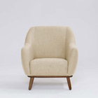 Poltrona Decorativa Pauline D07 Base Madeira Linho Marfim - D