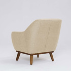 Poltrona Decorativa Pauline D07 Base Madeira Linho Marfim - D