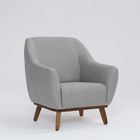 Poltrona Decorativa Pauline D07 Base Madeira Linho Mescla Ele