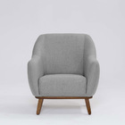 Poltrona Decorativa Pauline D07 Base Madeira Linho Mescla Ele