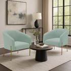 Poltrona Decorativa Pé De Ferro Dourado Kit 2 Stella Cotelê I