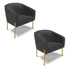 Poltrona Decorativa Pé De Ferro Dourado Kit 2 Stella Sintétic