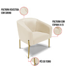 Poltrona Decorativa Pé De Ferro Dourado Kit 2 Stella Sintétic