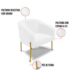 Poltrona Decorativa Pé De Ferro Dourado Kit 2 Stella Sintétic