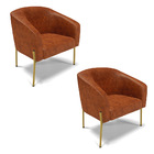 Poltrona Decorativa Pé De Ferro Dourado Kit 2 Stella Sintétic