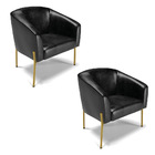 Poltrona Decorativa Pé De Ferro Dourado Kit 2 Stella Sintétic