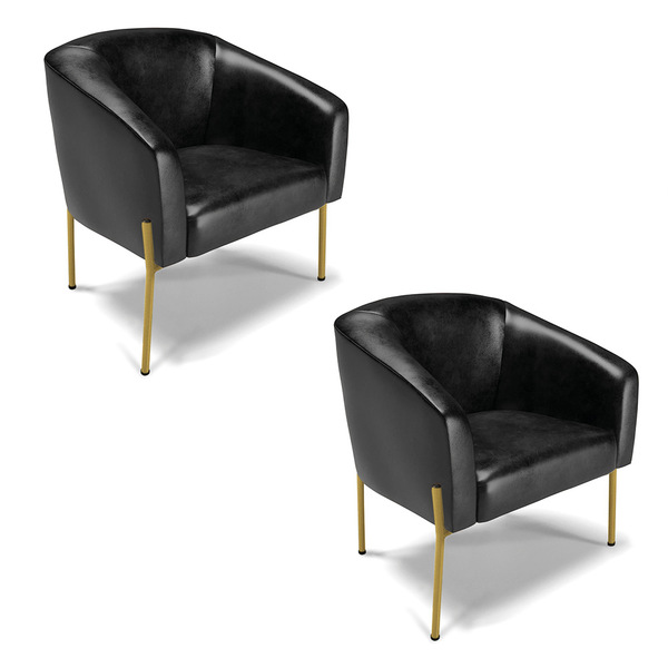 Poltrona Decorativa Pé De Ferro Dourado Kit 2 Stella Sintétic