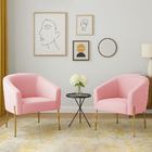 Poltrona Decorativa Pé De Ferro Dourado Kit 2 Stella Suede D0