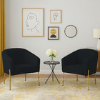 Poltrona Decorativa Pé De Ferro Dourado Kit 2 Stella Suede D0