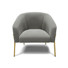 Poltrona Decorativa Pé De Ferro Dourado Kit 2 Stella Suede D0