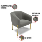 Poltrona Decorativa Pé De Ferro Dourado Kit 2 Stella Suede D0
