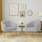 Poltrona Decorativa Pé De Ferro Dourado Kit 2 Stella Suede D0