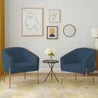 Poltrona Decorativa Pé De Ferro Dourado Kit 2 Stella Suede D0