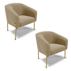 Poltrona Decorativa Pé De Ferro Dourado Kit 2 Stella Suede Ma
