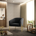 Poltrona Decorativa Pé De Ferro Dourado Kit 2 Stella Suede Pr