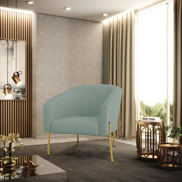 Poltrona Decorativa Pé De Ferro Dourado Stella Cotelê Int/vel