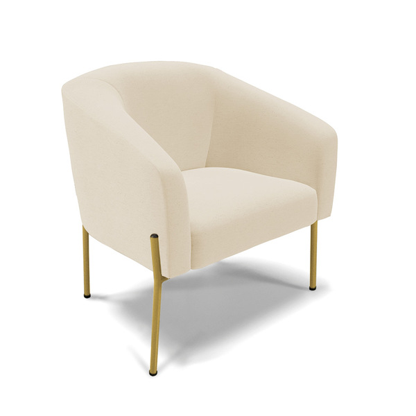 Poltrona Decorativa Pé De Ferro Dourado Stella Linho D03 - D'