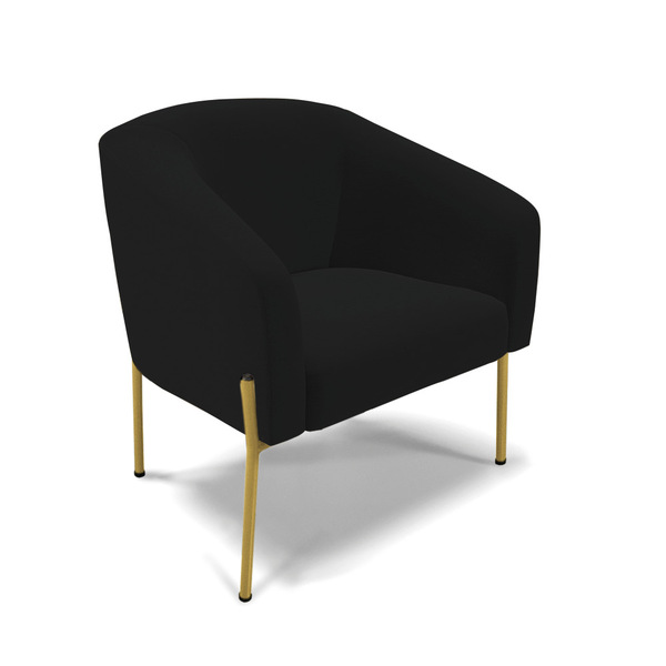 Poltrona Decorativa Pé De Ferro Dourado Stella Linho D03 - D'