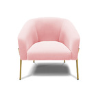 Poltrona Decorativa Pé De Ferro Dourado Stella Suede D03 - D'