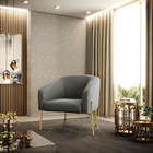 Poltrona Decorativa Pé De Ferro Dourado Stella Suede Grafite