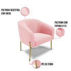 Poltrona Decorativa Pé De Ferro Dourado Stella Suede Rosa Beb
