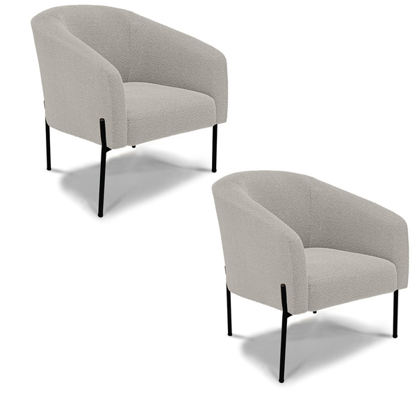 Poltrona Decorativa Pé De Ferro Preto Kit 2 Stella Bouclê Cin