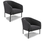 Poltrona Decorativa Pé De Ferro Preto Kit 2 Stella Bouclê Gra