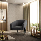 Poltrona Decorativa Pé De Ferro Preto Kit 2 Stella Bouclê Gra