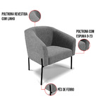 Poltrona Decorativa Pé De Ferro Preto Kit 2 Stella Linho D03