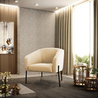 Poltrona Decorativa Pé De Ferro Preto Kit 2 Stella Suede Bege