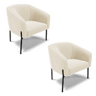 Poltrona Decorativa Pé De Ferro Preto Kit 2 Stella Veludo D03