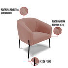 Poltrona Decorativa Pé De Ferro Preto Kit 2 Stella Veludo D03