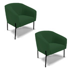 Poltrona Decorativa Pé De Ferro Preto Kit 2 Stella Veludo D03