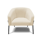 Poltrona Decorativa Pé De Ferro Preto Stella Linho Bege D03 -