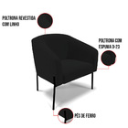 Poltrona Decorativa Pé De Ferro Preto Stella Suede Linho Pret