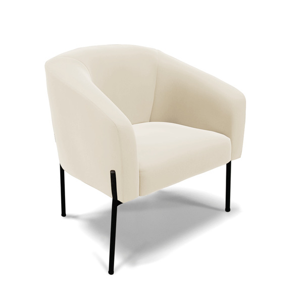 Poltrona Decorativa Pé De Ferro Preto Stella Suede Veludo Beg