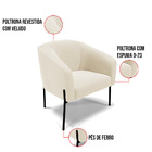 Poltrona Decorativa Pé De Ferro Preto Stella Suede Veludo Beg