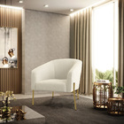 Poltrona Decorativa Pé Ferro Dourado Kit 2 Stella Bouclê D03