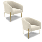 Poltrona Decorativa Pé Ferro Dourado Kit 2 Stella Bouclê D03