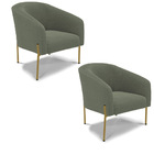 Poltrona Decorativa Pé Ferro Dourado Kit 2 Stella Bouclê D03