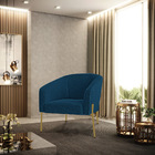 Poltrona Decorativa Pé Ferro Dourado Kit 2 Stella Bouclê D03