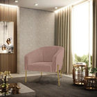 Poltrona Decorativa Pé Ferro Dourado Kit 2 Stella Bouclê D03