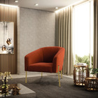 Poltrona Decorativa Pé Ferro Dourado Kit 2 Stella Bouclê D03