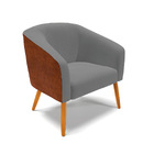 Poltrona Decorativa Pé Palito Castanho Kit 2 Stella Linho Gra