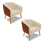 Poltrona Decorativa Pé Palito Castanho Kit 2 Stella Nozes/lin