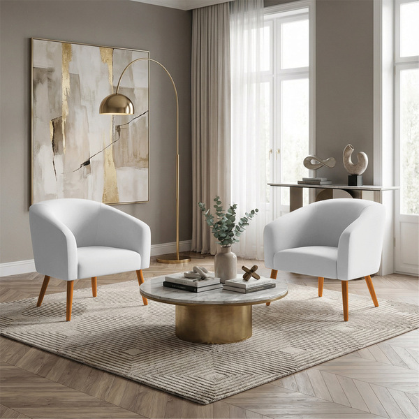 Poltrona Decorativa Pé Palito Castanho Kit 2 Stella Sintético