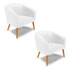 Poltrona Decorativa Pé Palito Castanho Kit 2 Stella Sintético