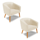 Poltrona Decorativa Pé Palito Castanho Kit 2 Stella Sintético