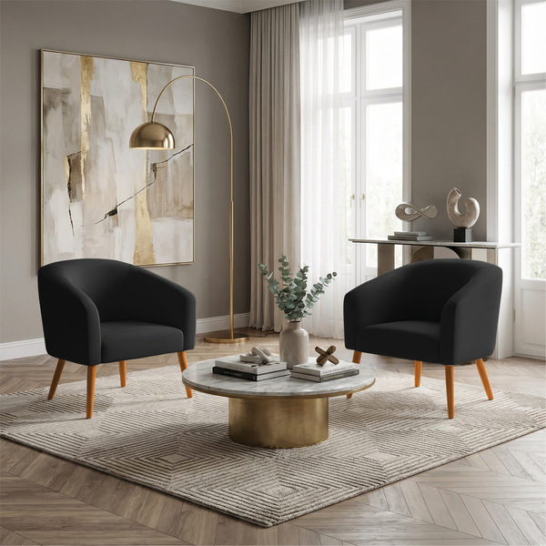 Poltrona Decorativa Pé Palito Castanho Kit 2 Stella Sintético