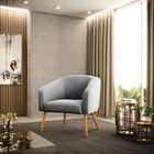 Poltrona Decorativa Pé Palito Castanho Kit 2 Stella Suede D03